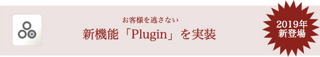 お客様を逃さない　新機能「Plugin」を実装　2019年新登場